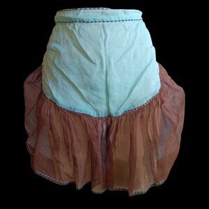 Handmade Vintage Sheer Half Apron 1950's Trad Wife Sexy Tie Waist Ruffled Mesh